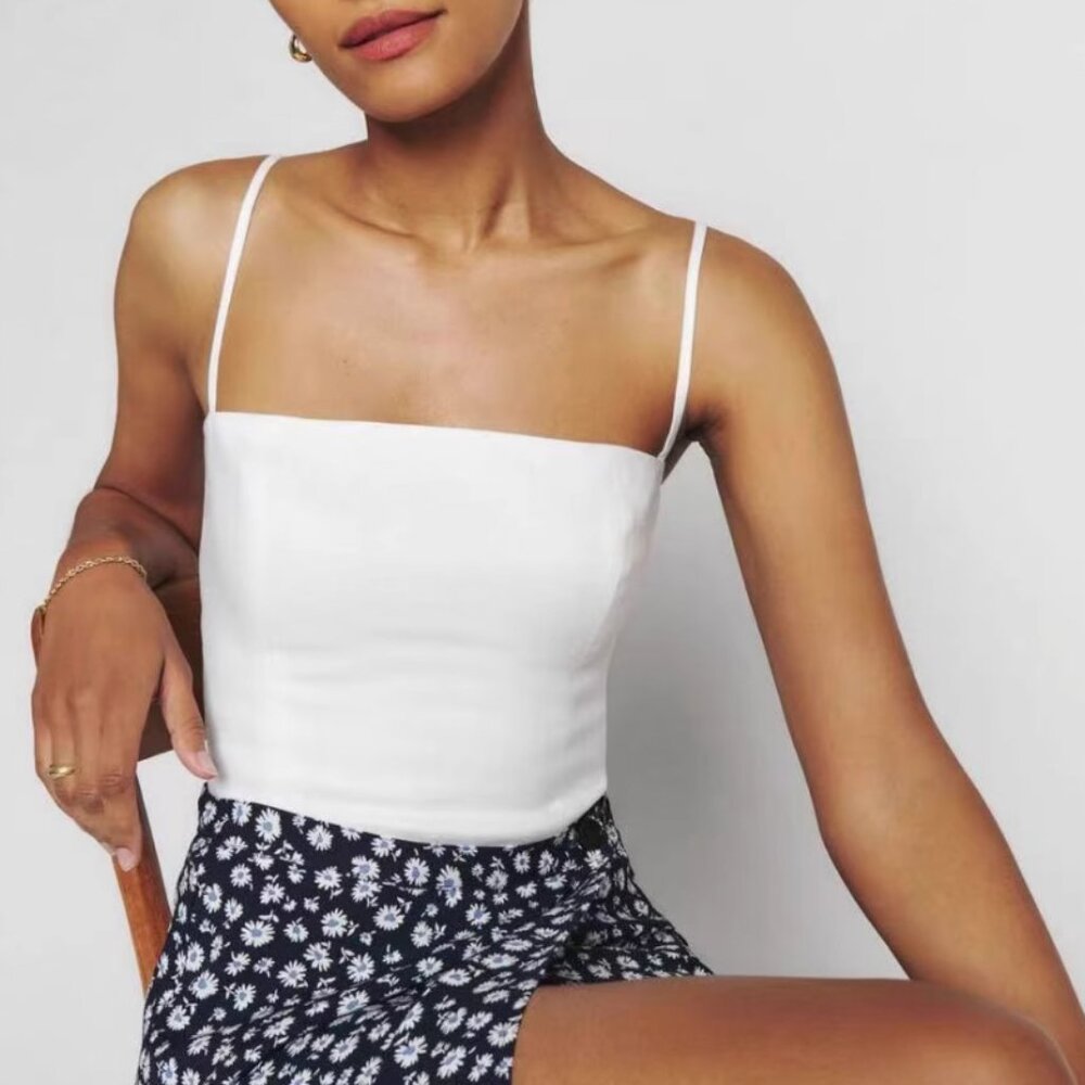 NWT Reformation Overland Linen Top Sz4 White